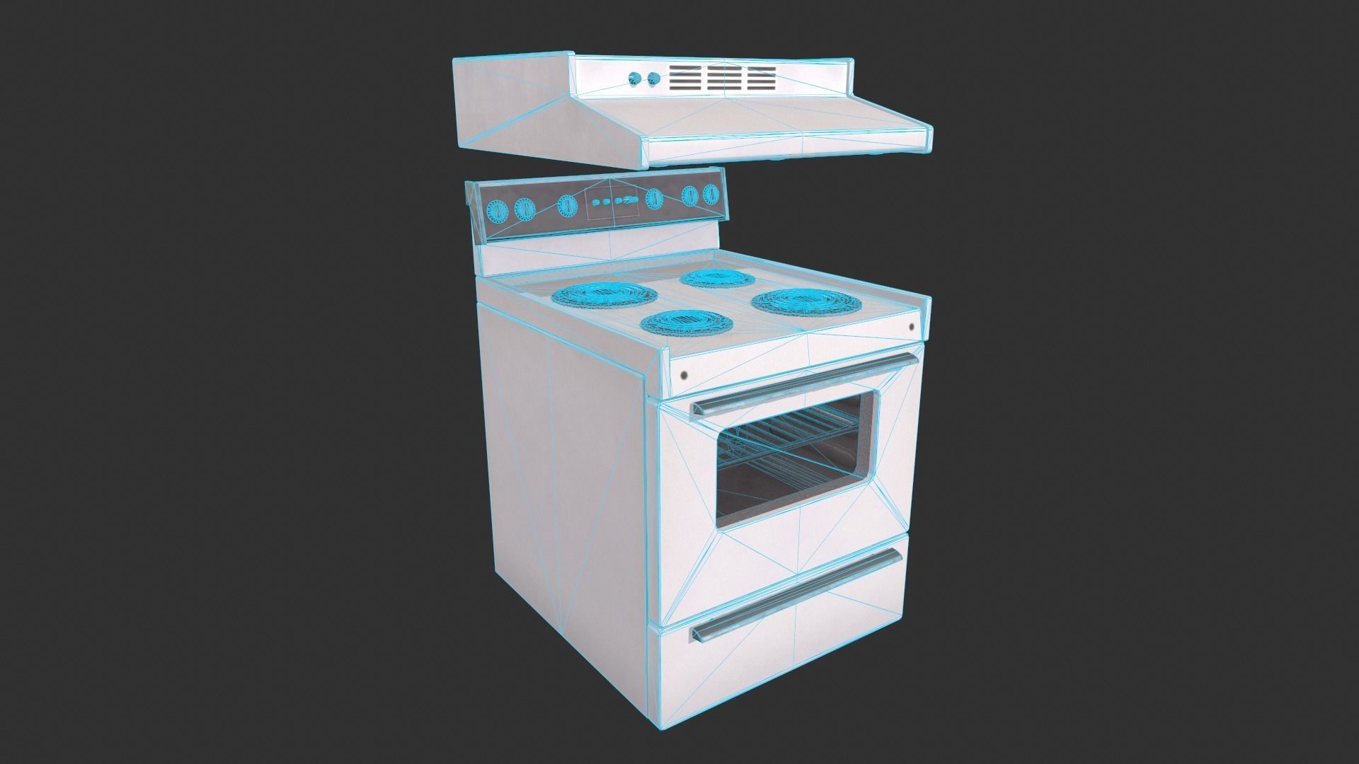Range Oven Low-poly 3D model_1
