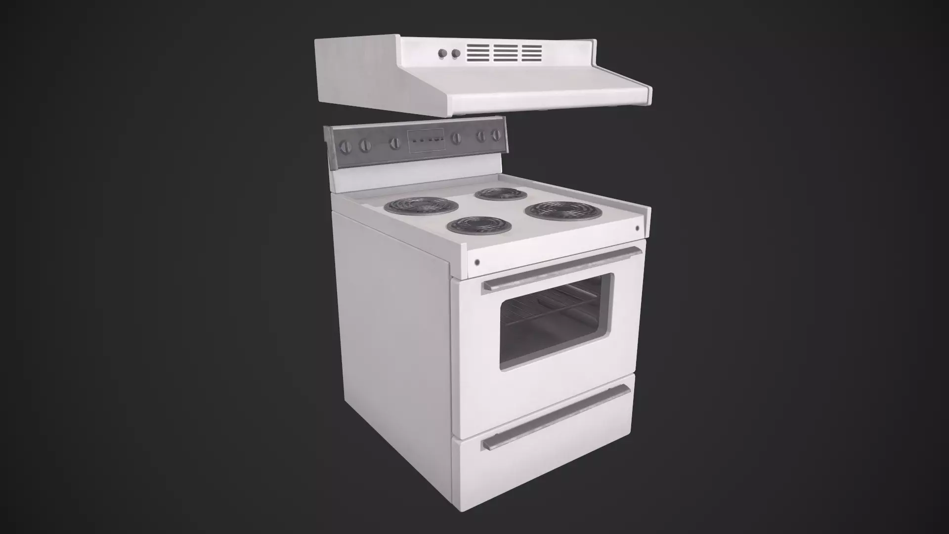 Range Oven Low-poly 3D model_0