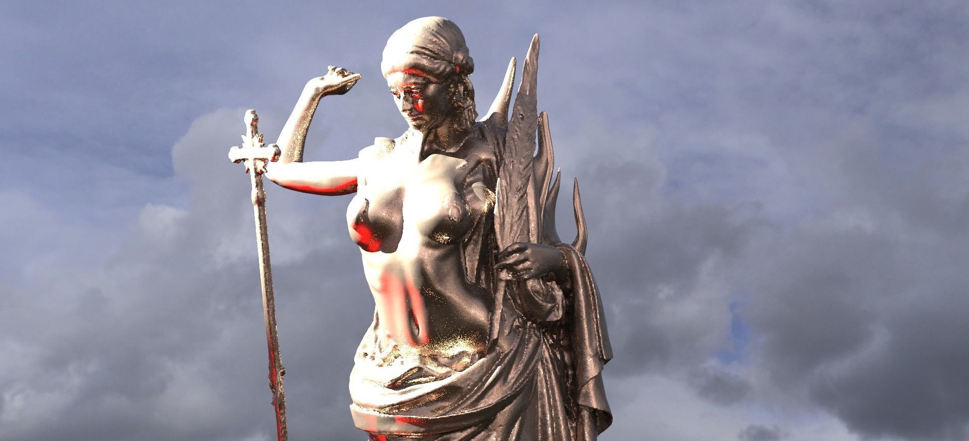 Medieval Angel slaying Dragon 1 3D model_1