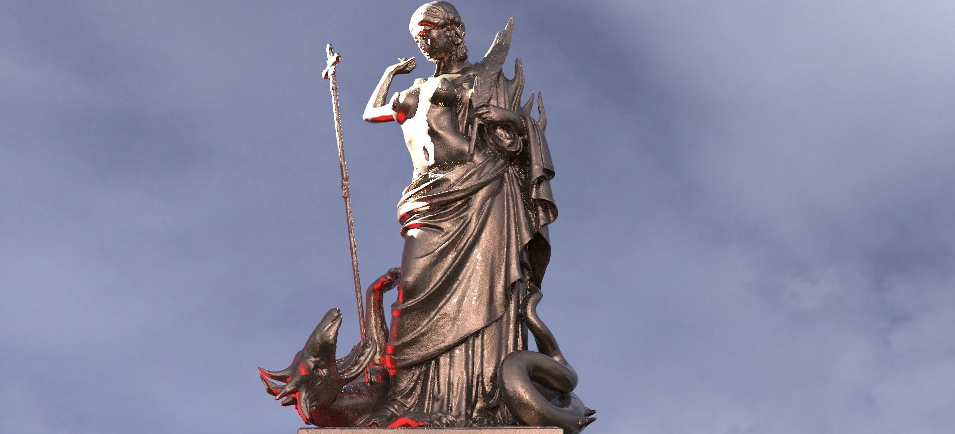 Medieval Angel slaying Dragon 1 3D model_3