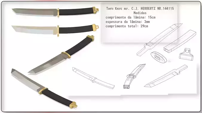 Tanto Knife inspired on HERBERTZ 440 Nr144115 3D print model