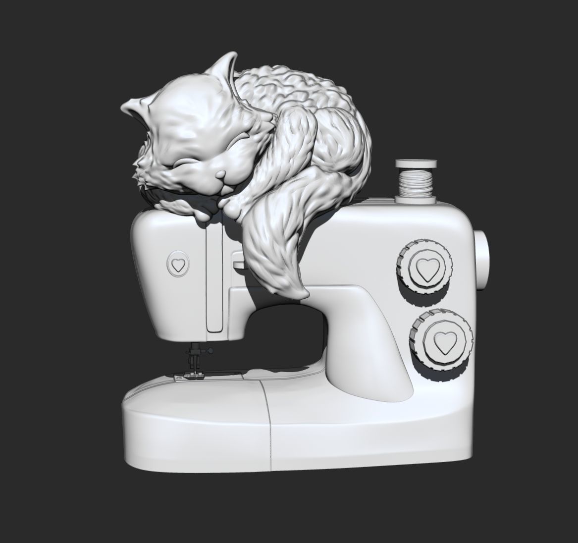 SEWING MACHINE AND KITTY - Original Art  3D print model_1