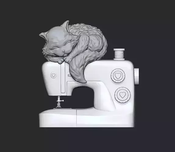 SEWING MACHINE AND KITTY - Original Art  3D print model