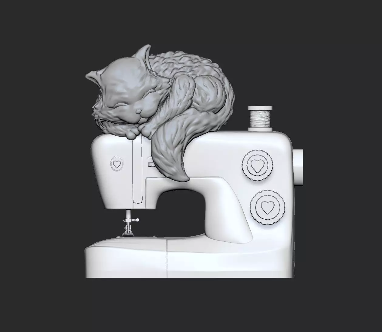 SEWING MACHINE AND KITTY - Original Art  3D print model_0
