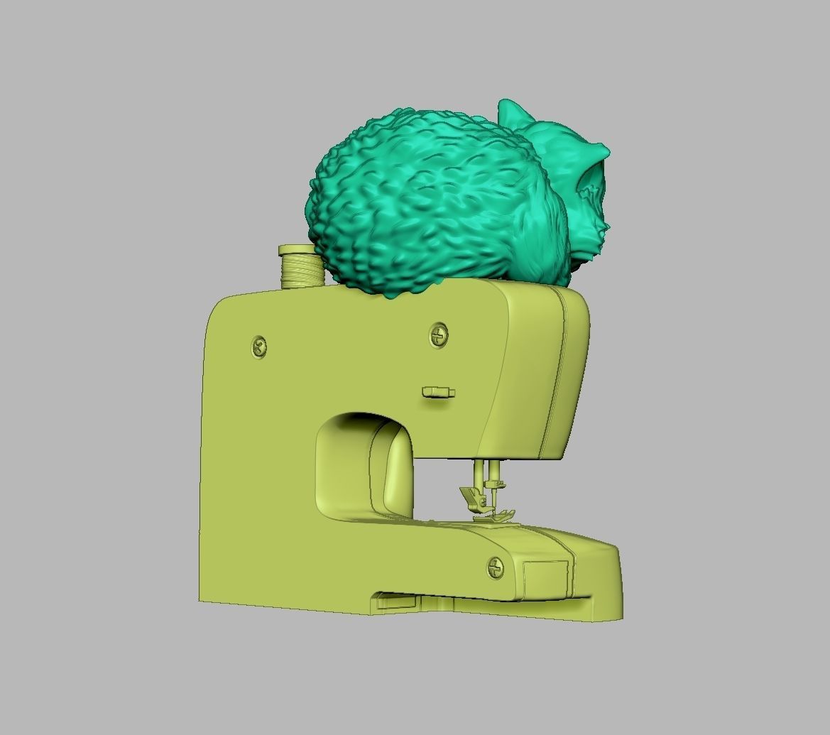 SEWING MACHINE AND KITTY - Original Art  3D print model_10