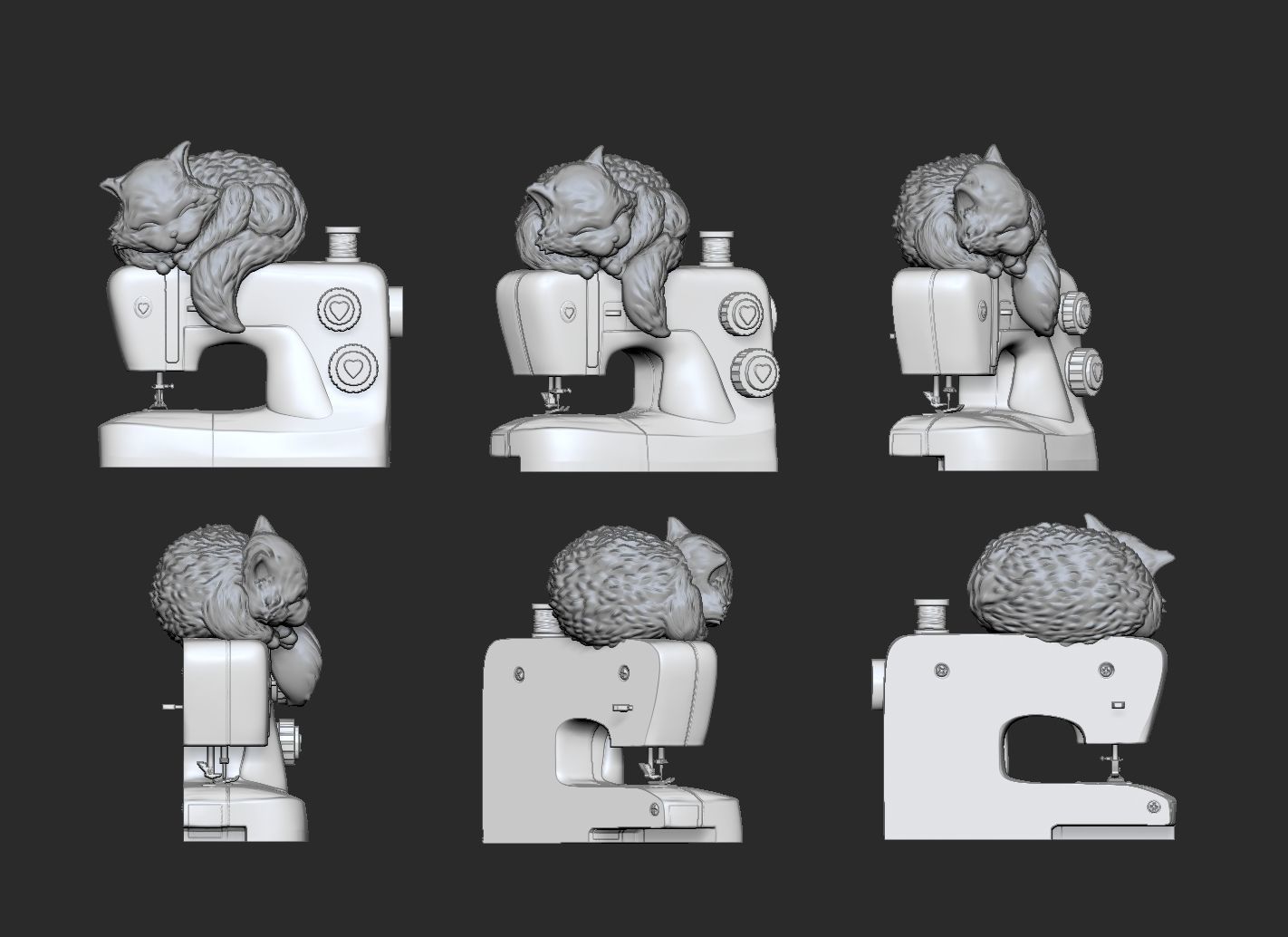 SEWING MACHINE AND KITTY - Original Art  3D print model_2