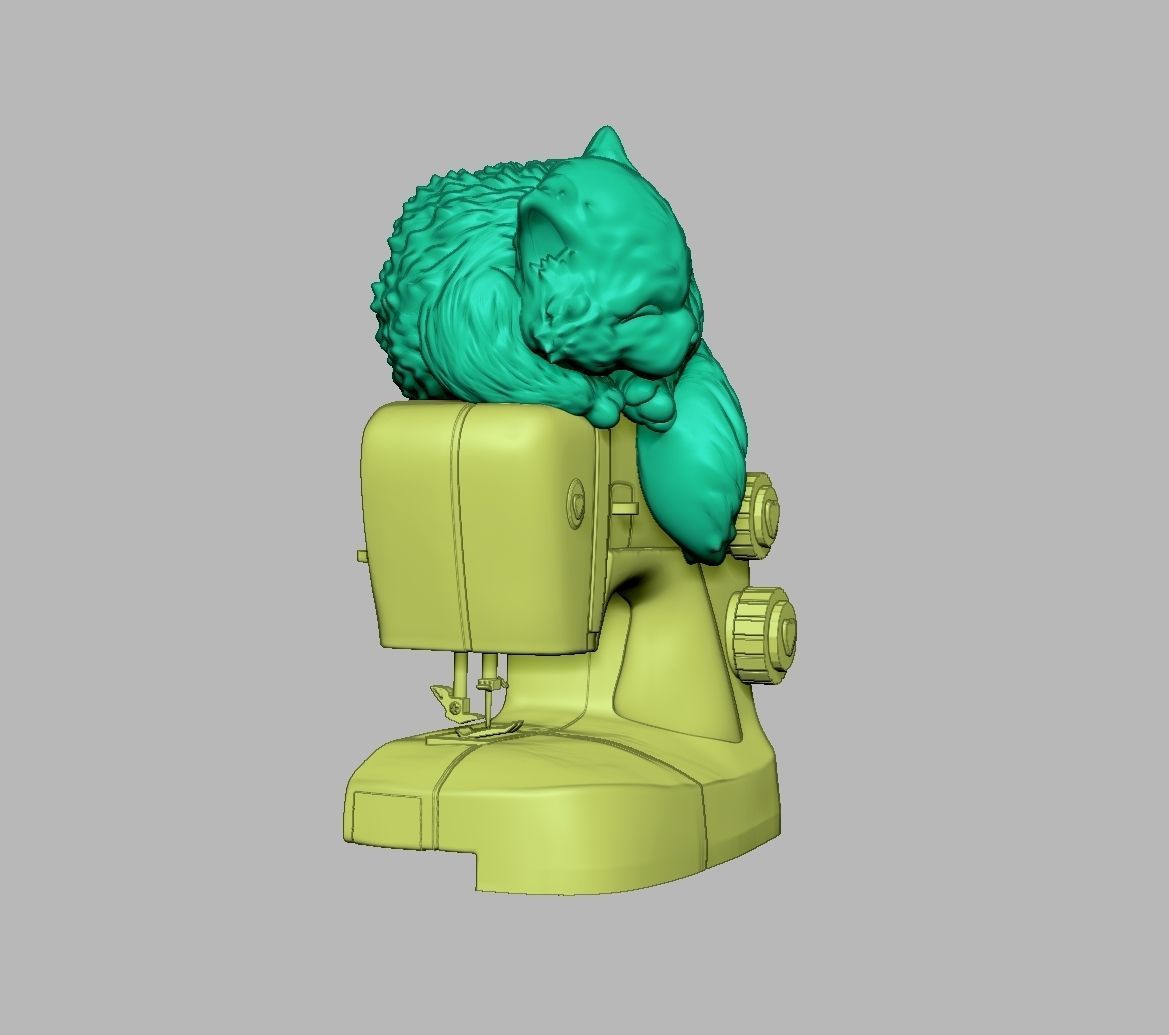 SEWING MACHINE AND KITTY - Original Art  3D print model_5