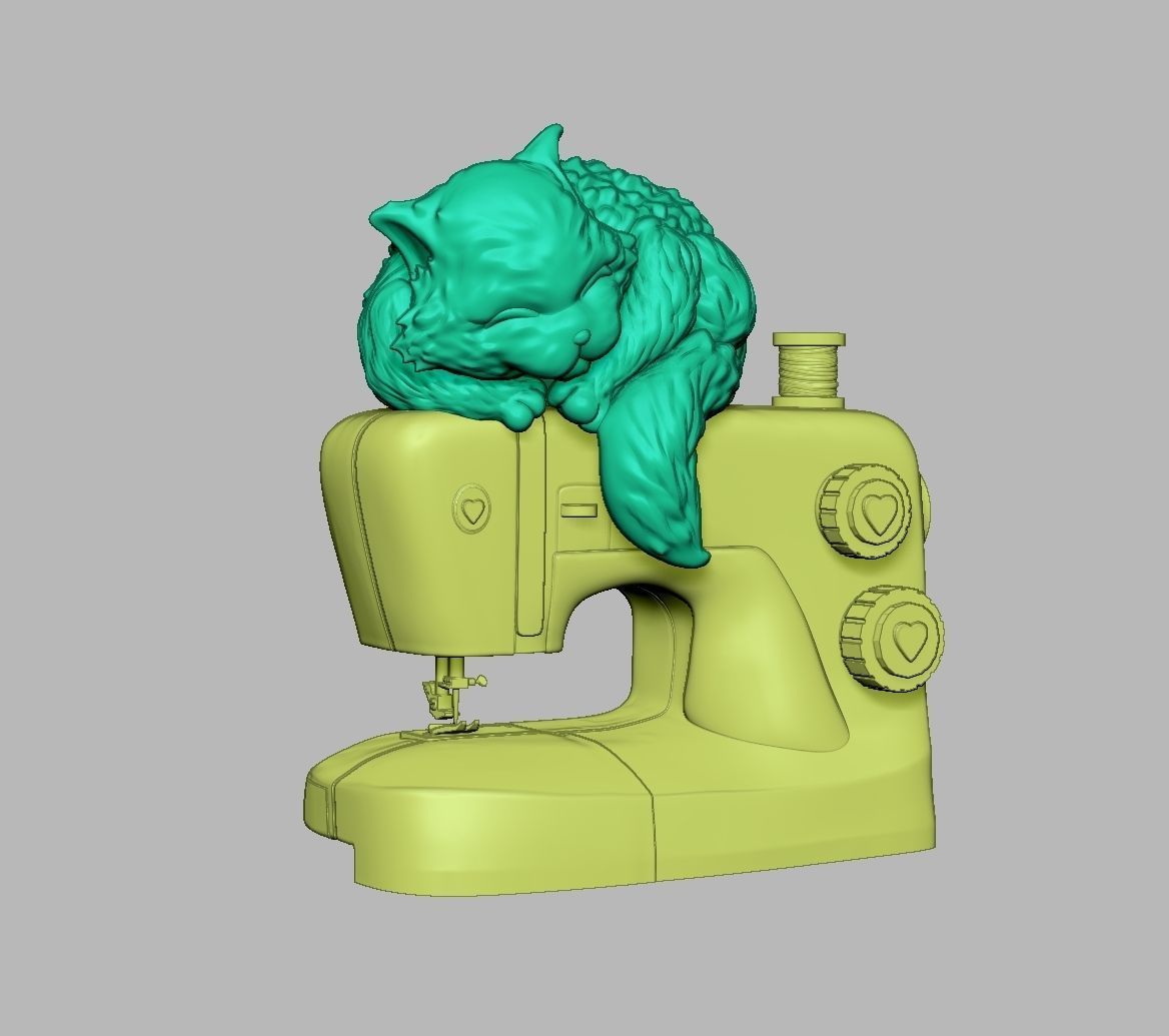 SEWING MACHINE AND KITTY - Original Art  3D print model_9