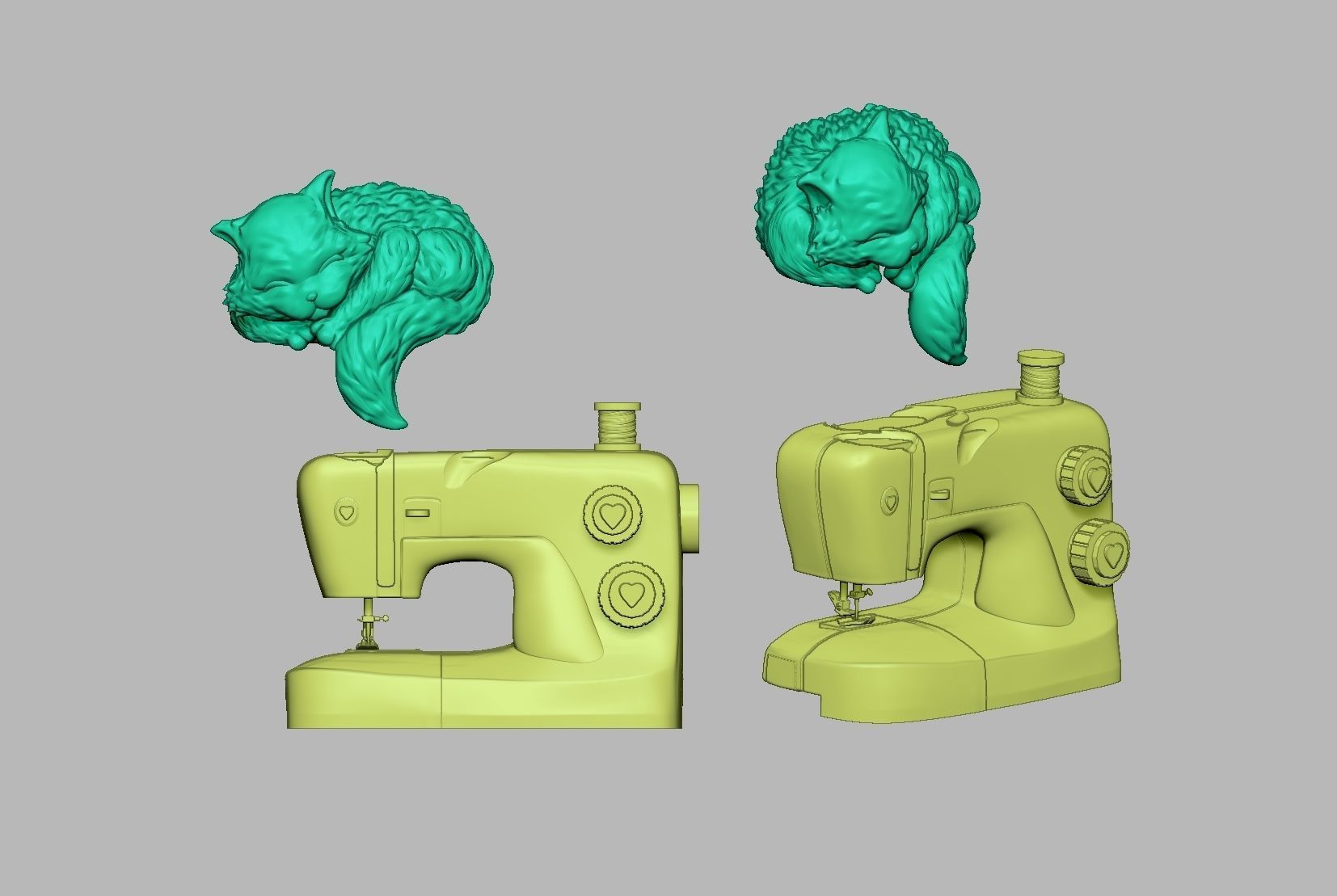 SEWING MACHINE AND KITTY - Original Art  3D print model_8