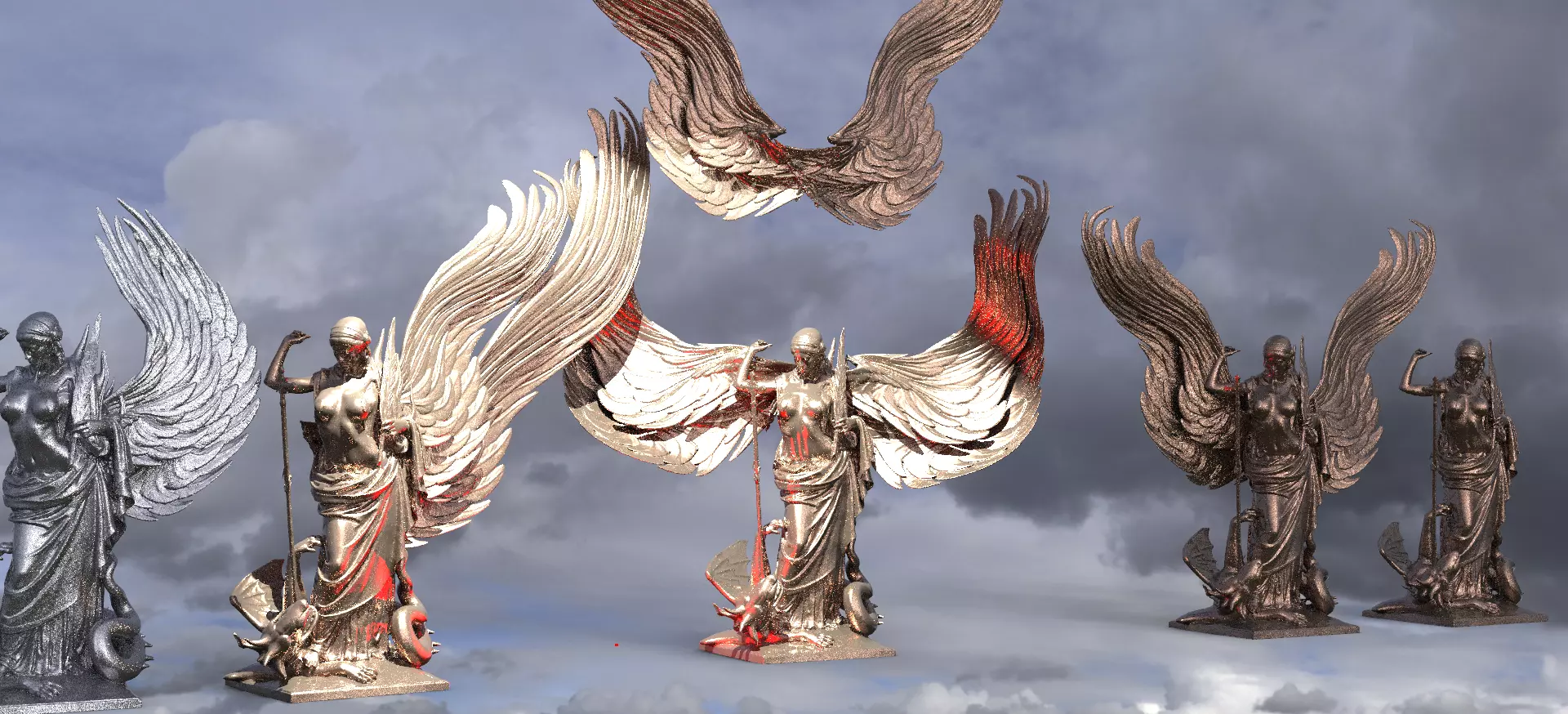 Medieval Angel slaying Dragon Collection 1 3D model_0