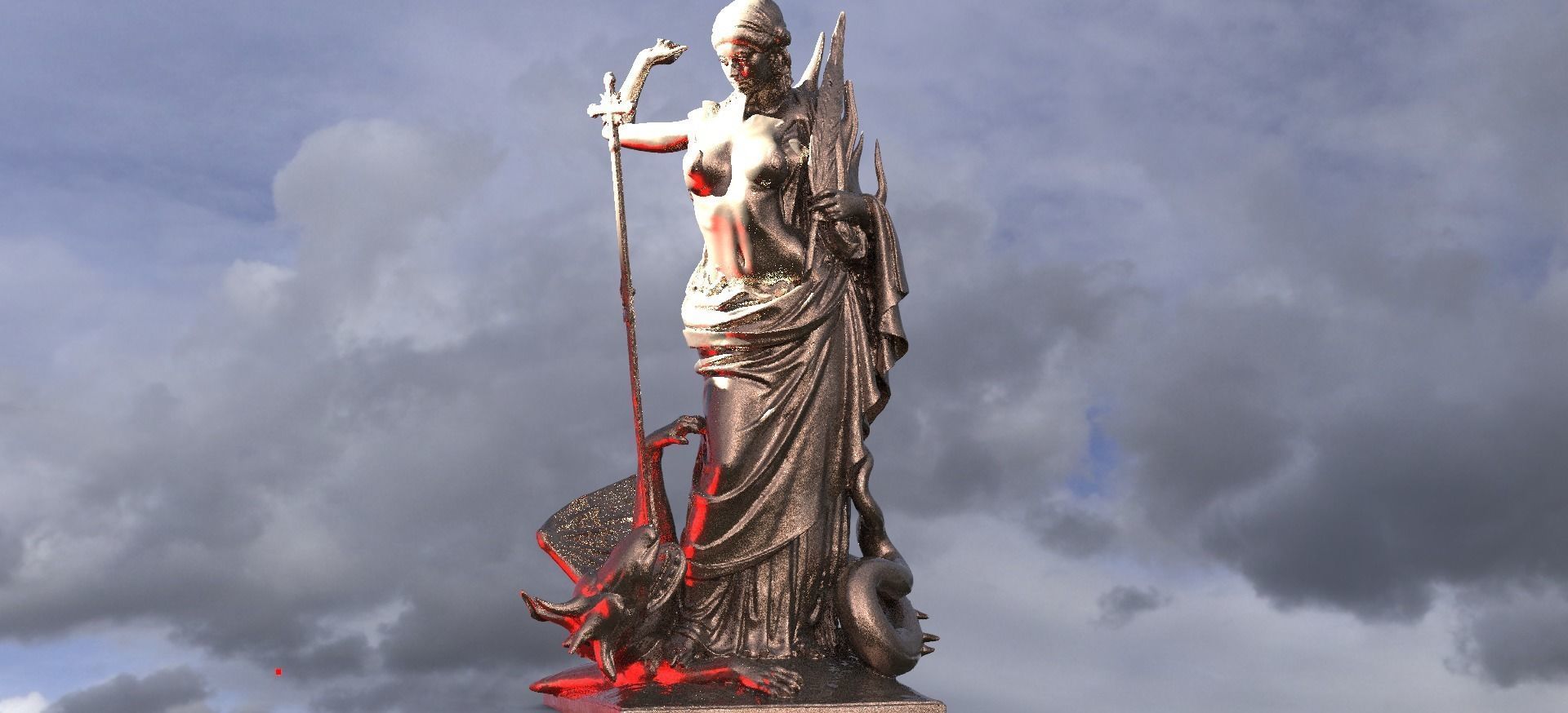 Medieval Angel slaying Dragon Collection 1 3D model_2