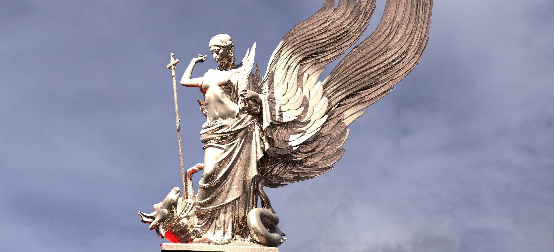 Medieval Angel slaying Dragon Collection 1 3D model_13