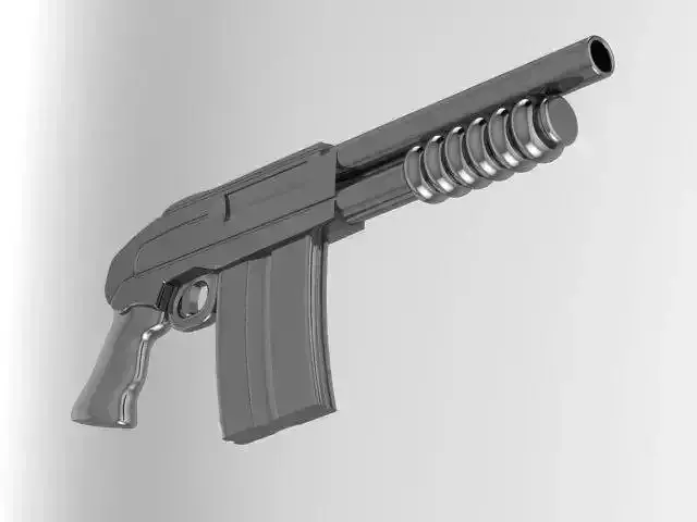 Military Rifle Shotgun Pistol Assault Weapon w Clip Gun OBJ