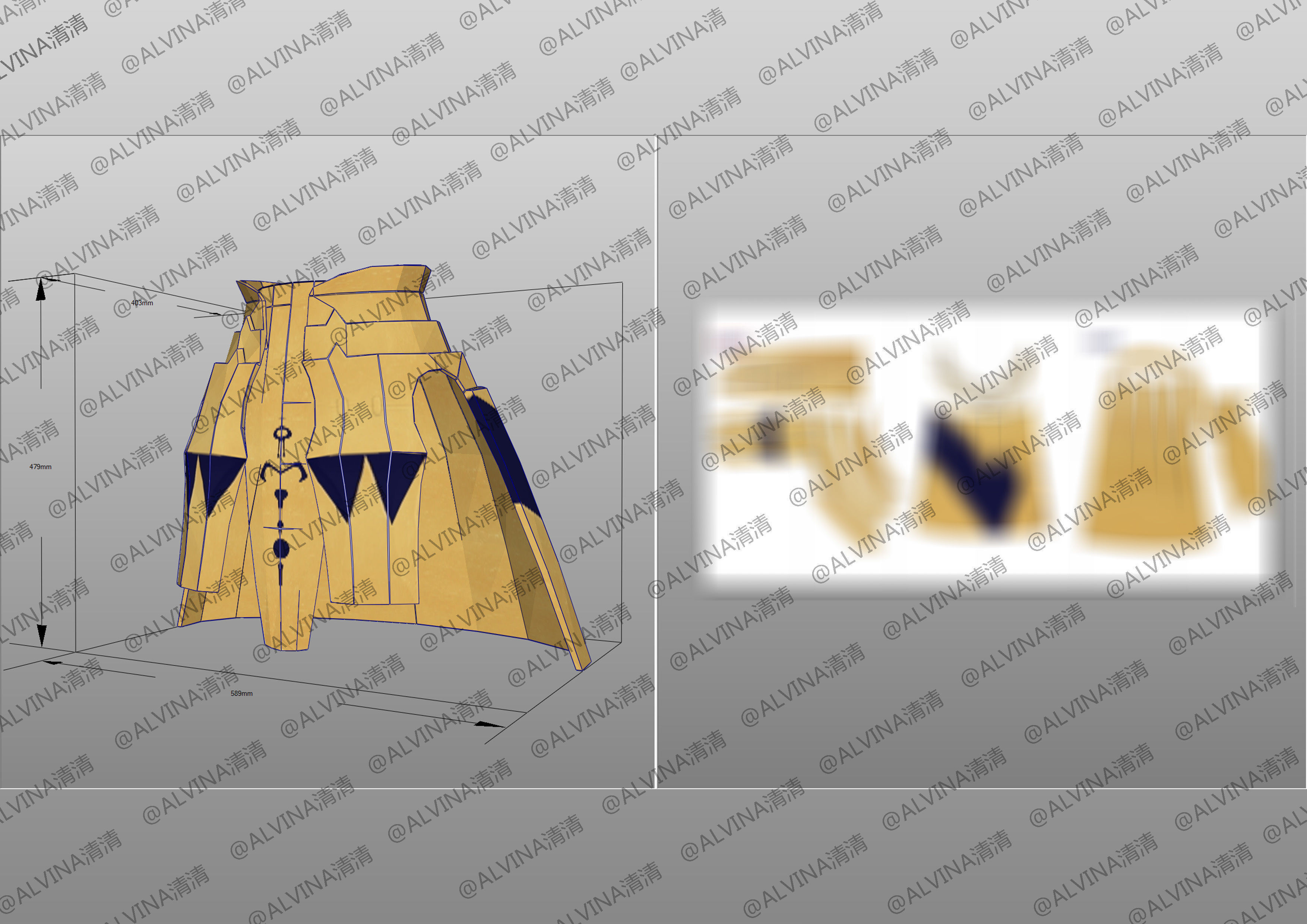 Fate Gilgamesh Armor - Cosplay Pepakura Foam Full Low-poly 3D model_6