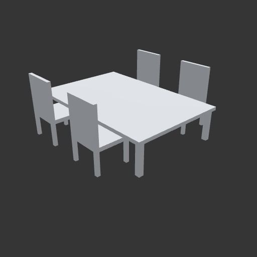 Wooden Table set Low-poly 3D model_5