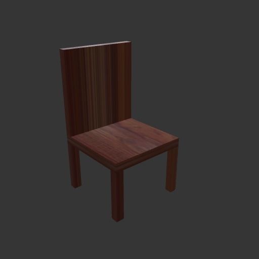 Wooden Table set Low-poly 3D model_3