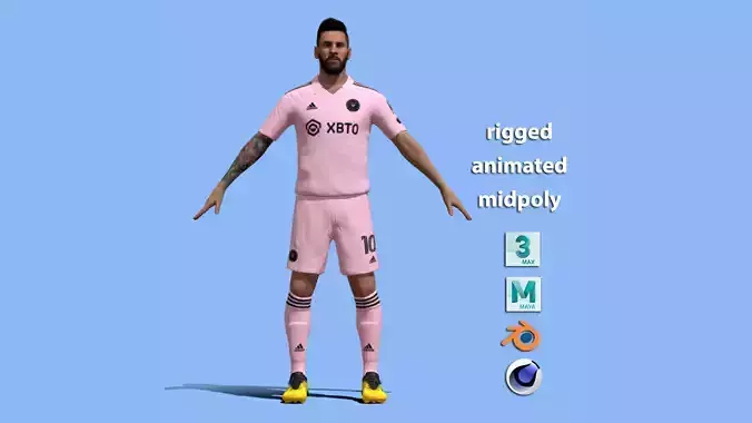 T-Pose Rigged Lionel Messi Miami 3D model