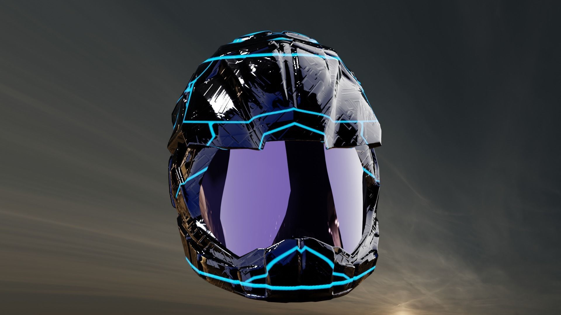 carbon helmet futuristic glow Low-poly 3D model_2
