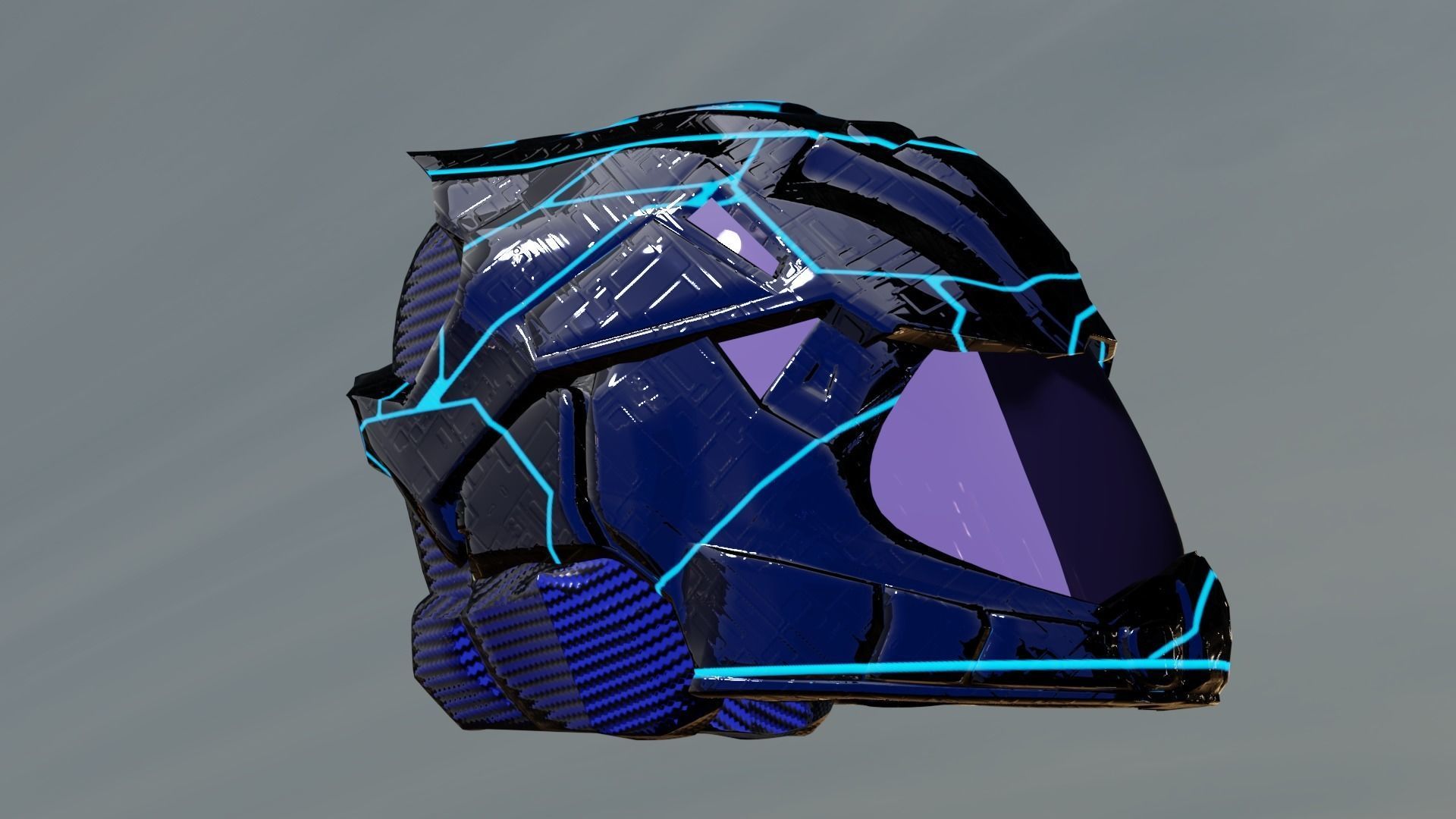 carbon helmet futuristic glow Low-poly 3D model_4