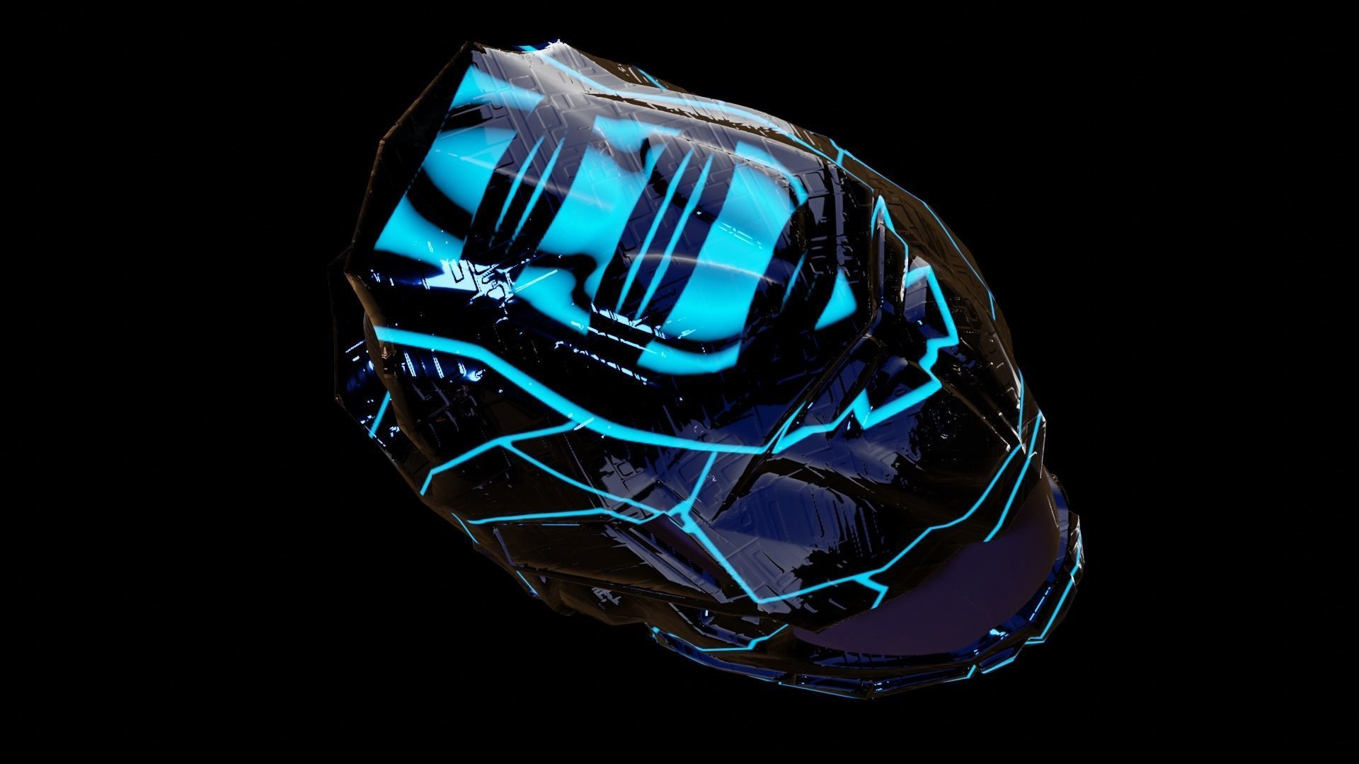 carbon helmet futuristic glow Low-poly 3D model_3