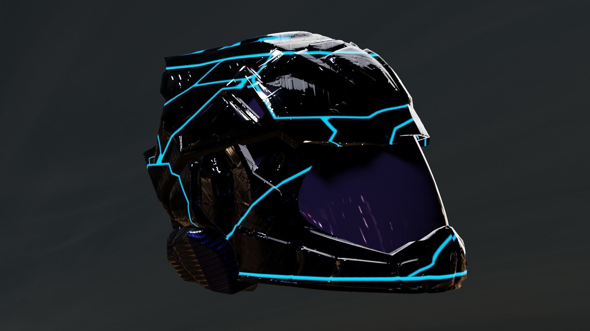 carbon helmet futuristic glow Low-poly 3D model_10