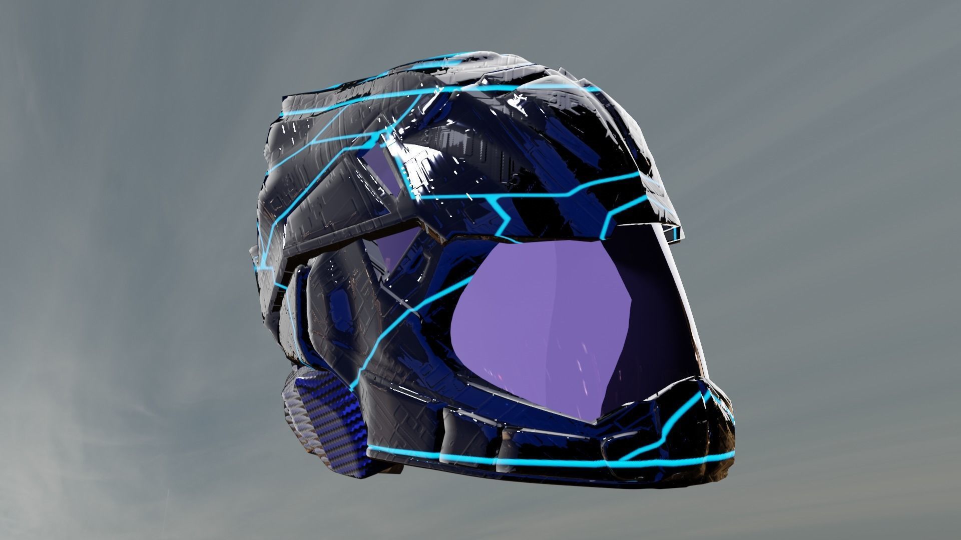 carbon helmet futuristic glow Low-poly 3D model_9