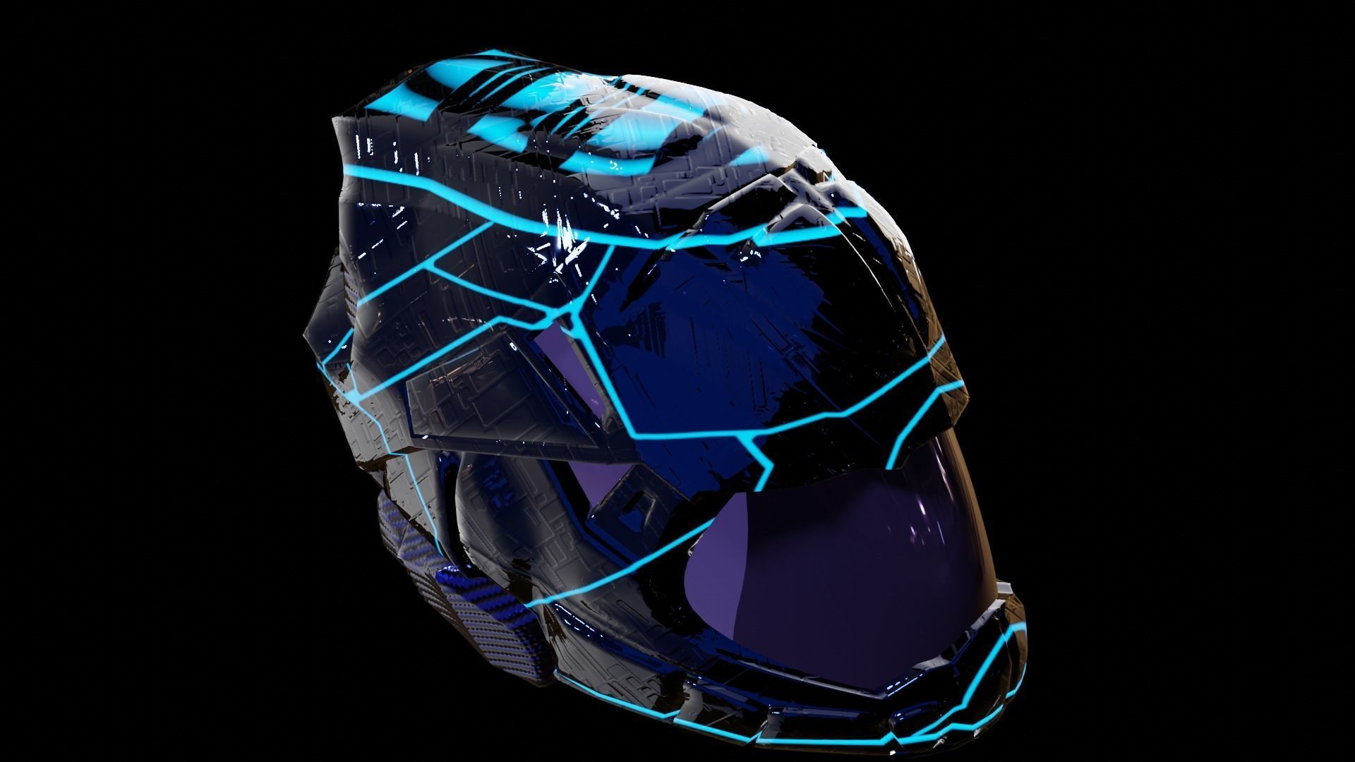 carbon helmet futuristic glow Low-poly 3D model_8