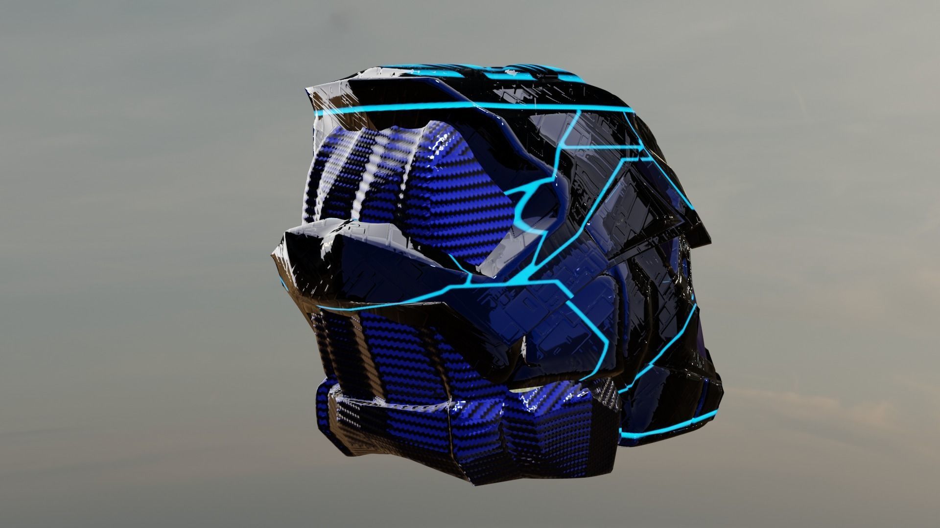 carbon helmet futuristic glow Low-poly 3D model_6