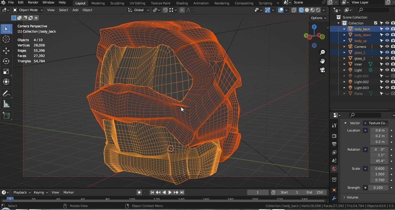 carbon helmet futuristic glow Low-poly 3D model_14