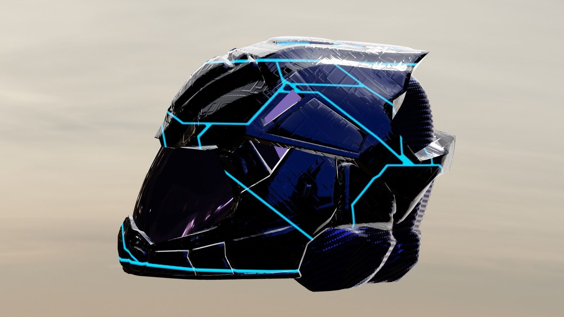 carbon helmet futuristic glow Low-poly 3D model_7