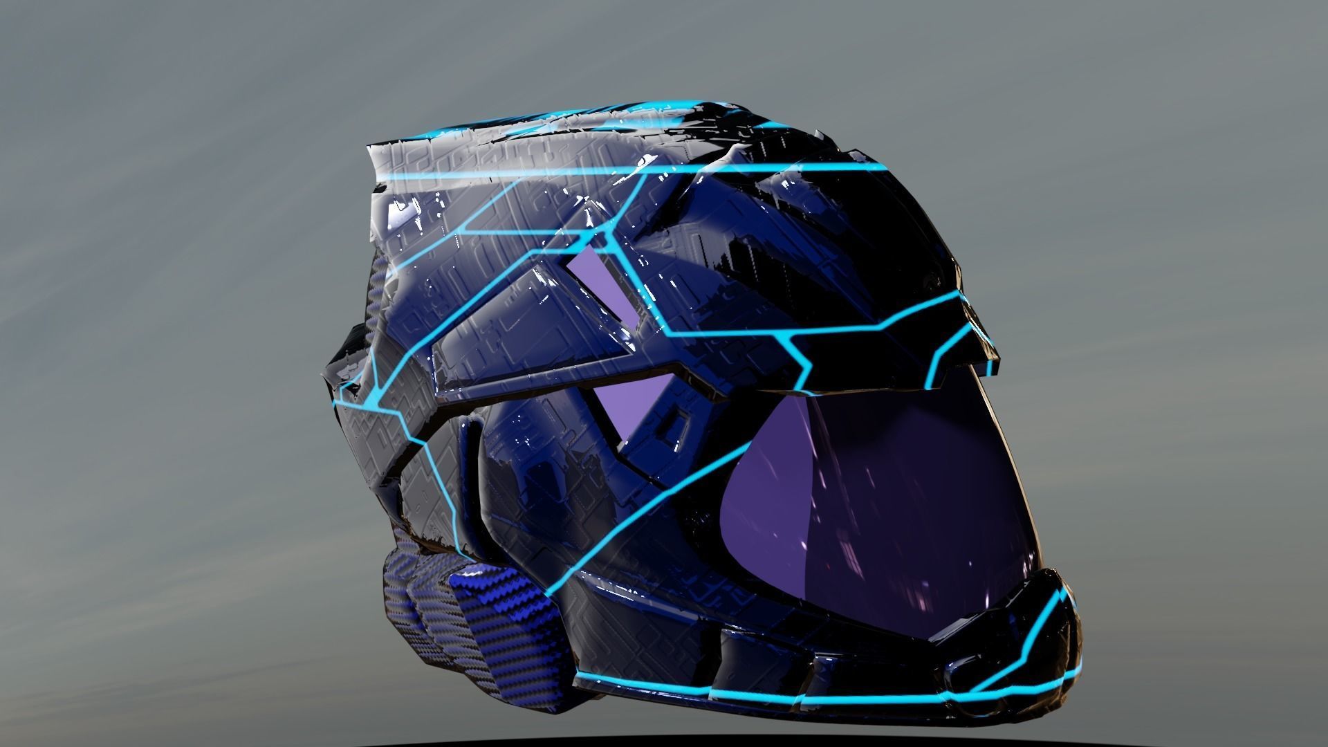 carbon helmet futuristic glow Low-poly 3D model_5