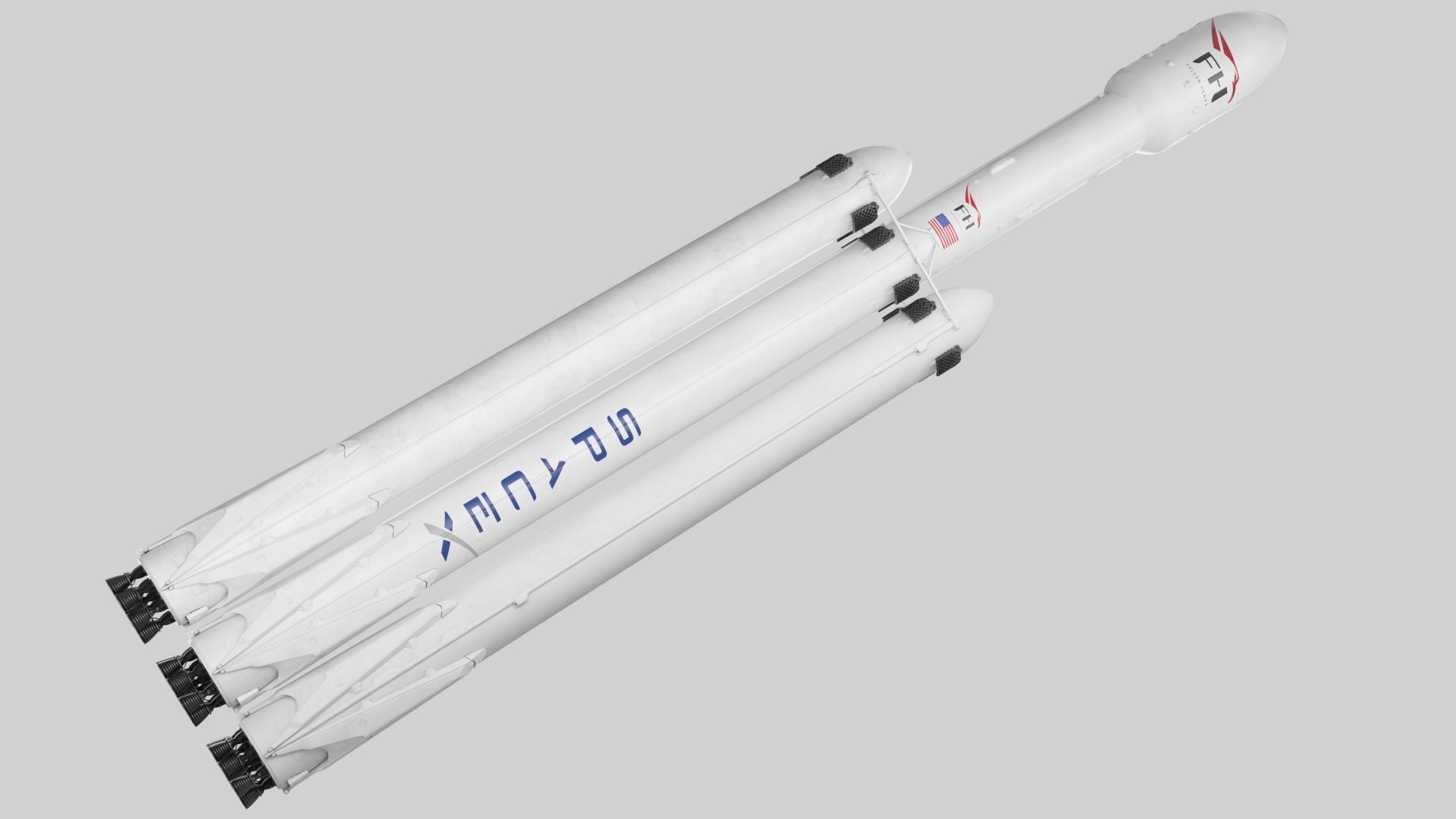 SpaceX Falcon Heavy Rocket 3D model_1