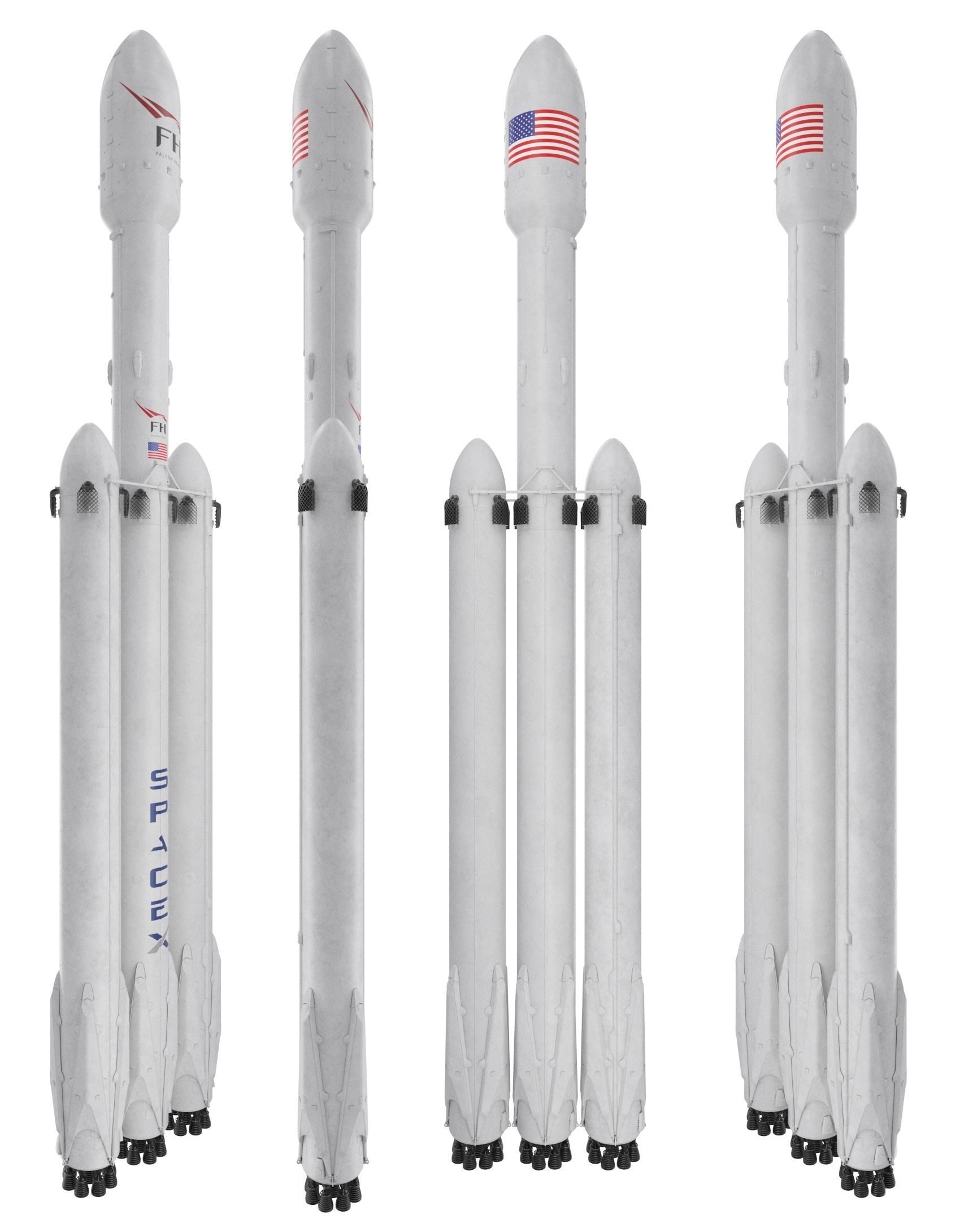 SpaceX Falcon Heavy Rocket 3D model_4