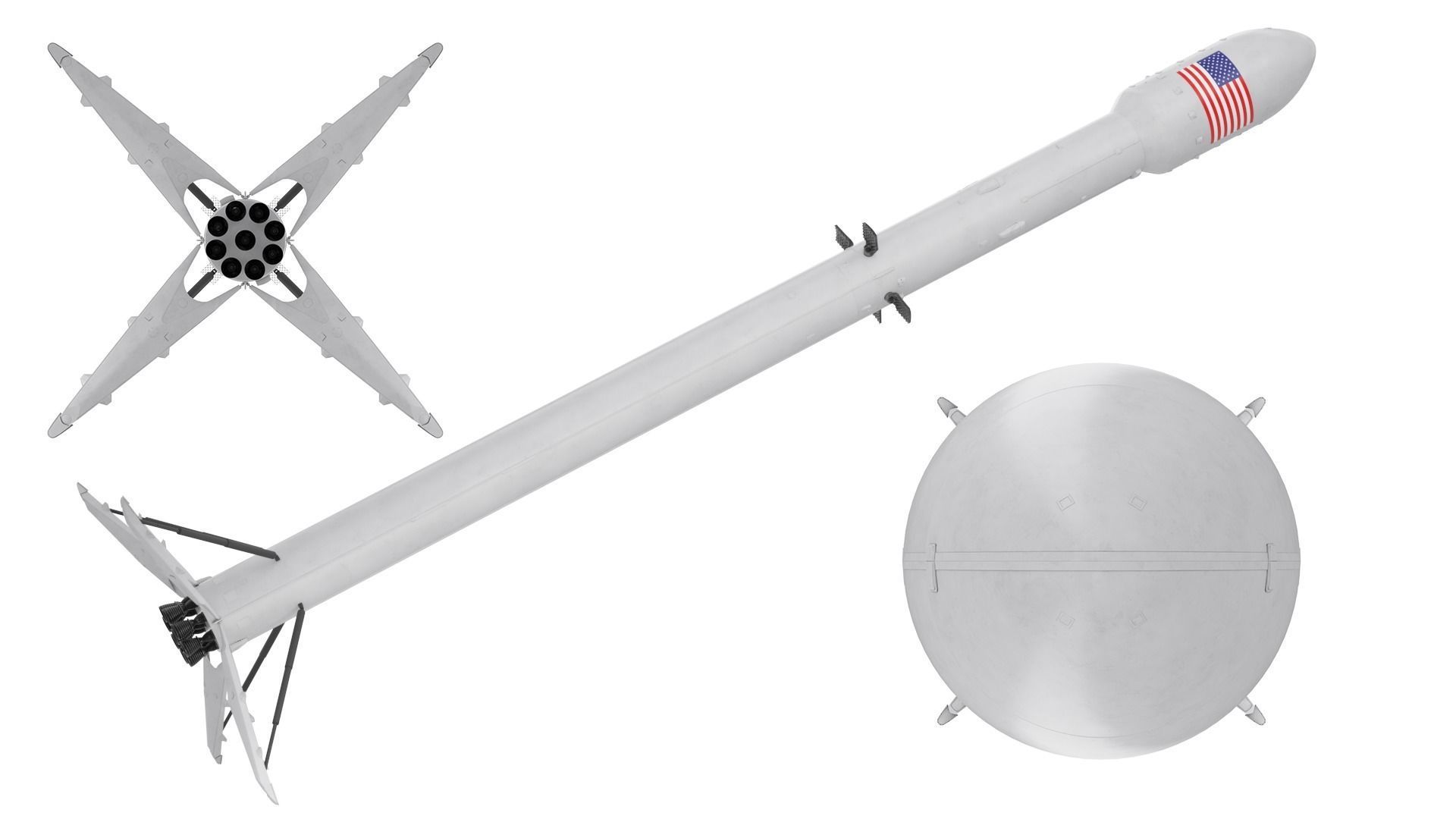 SpaceX Falcon Heavy Rocket 3D model_7