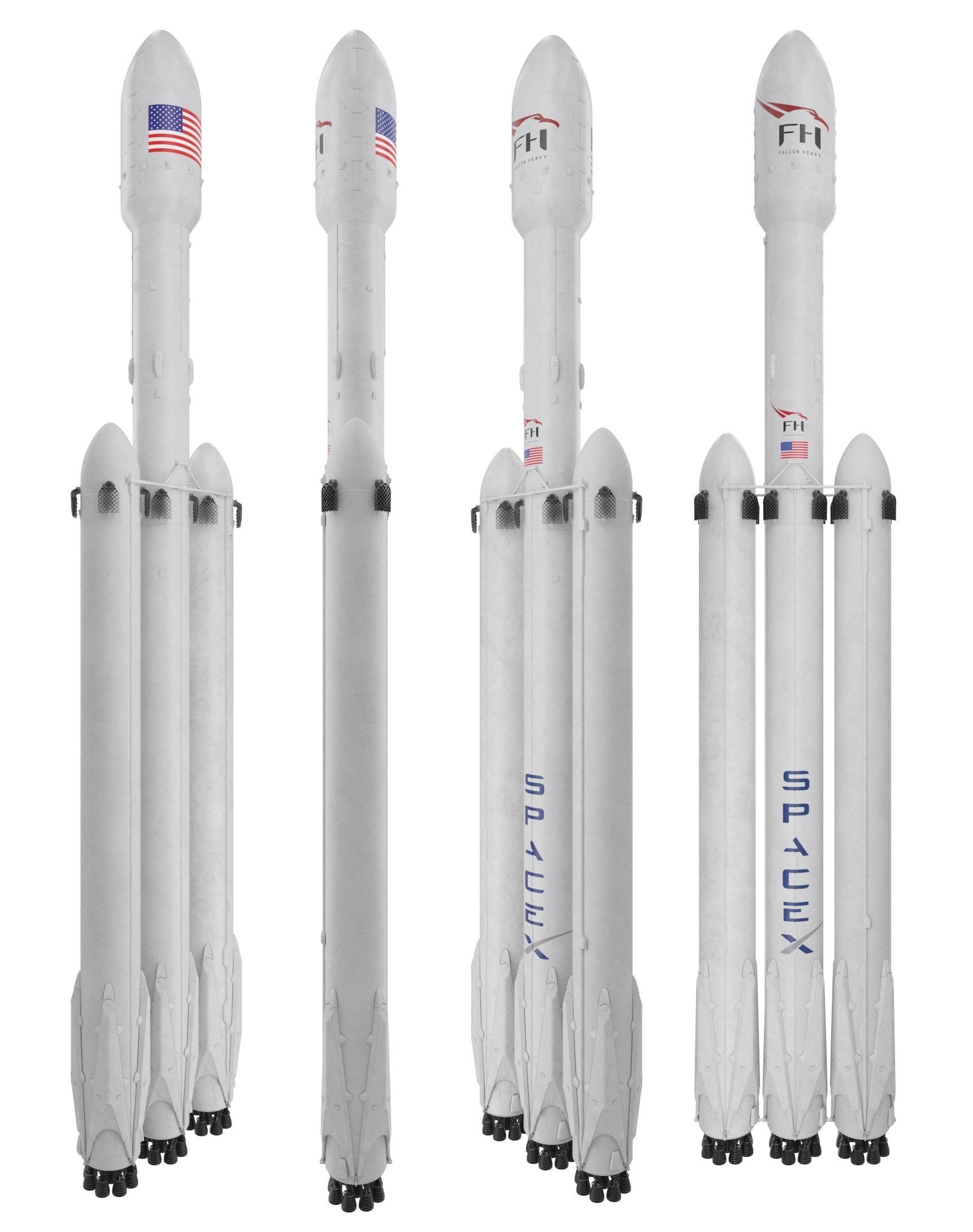 SpaceX Falcon Heavy Rocket 3D model_3