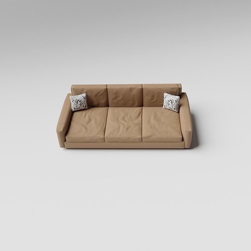 Sofa Couch With White Small Pillows - Sofa Model For Living Room 3D model 5
