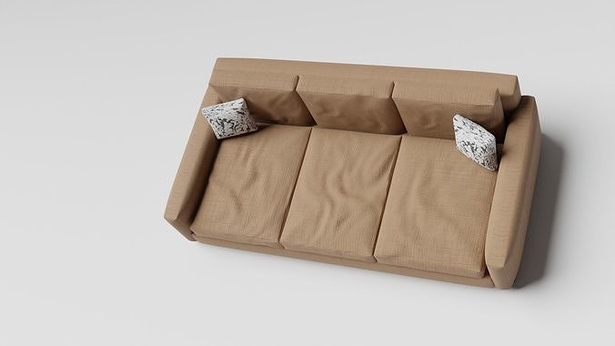 Sofa Couch With White Small Pillows - Sofa Model For Living Room 3D model 3