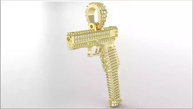 Iced Pistol Pendent
