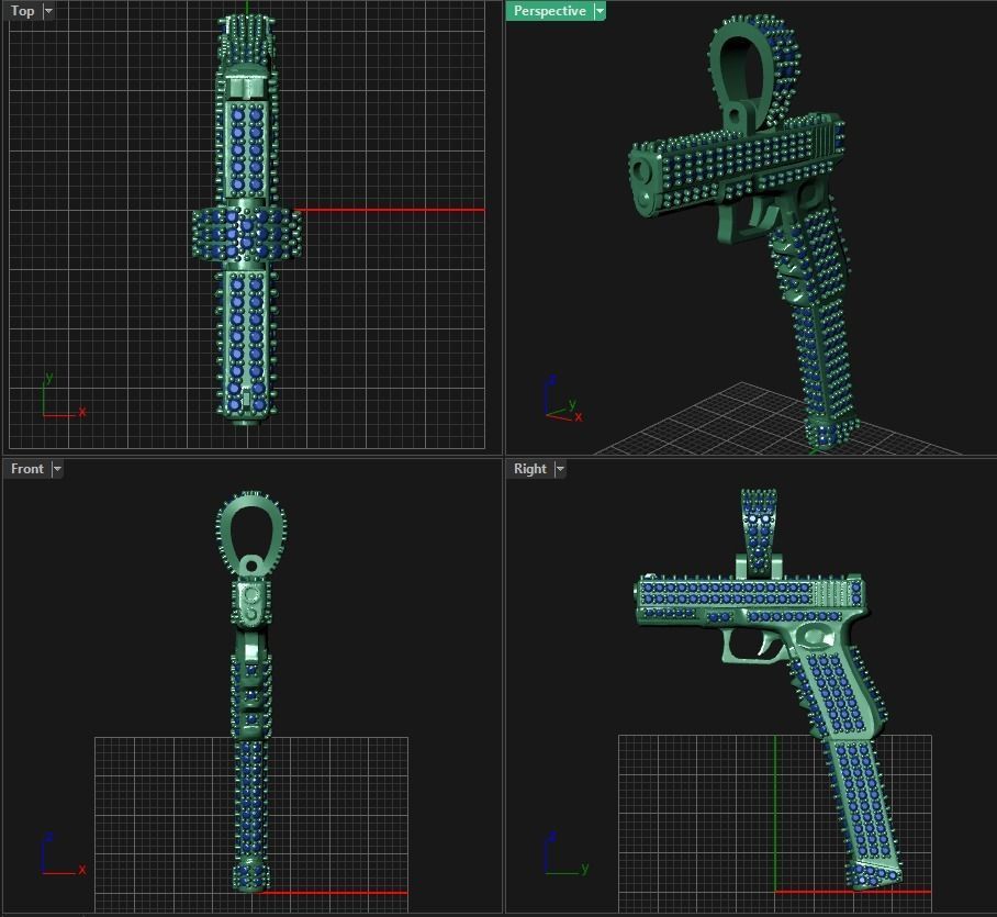 Iced Pistol Pendent 3D print model_1
