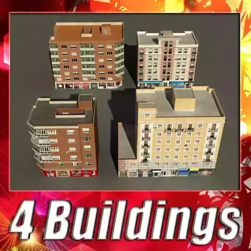 Building Collection 73-76 Low-poly 3D model