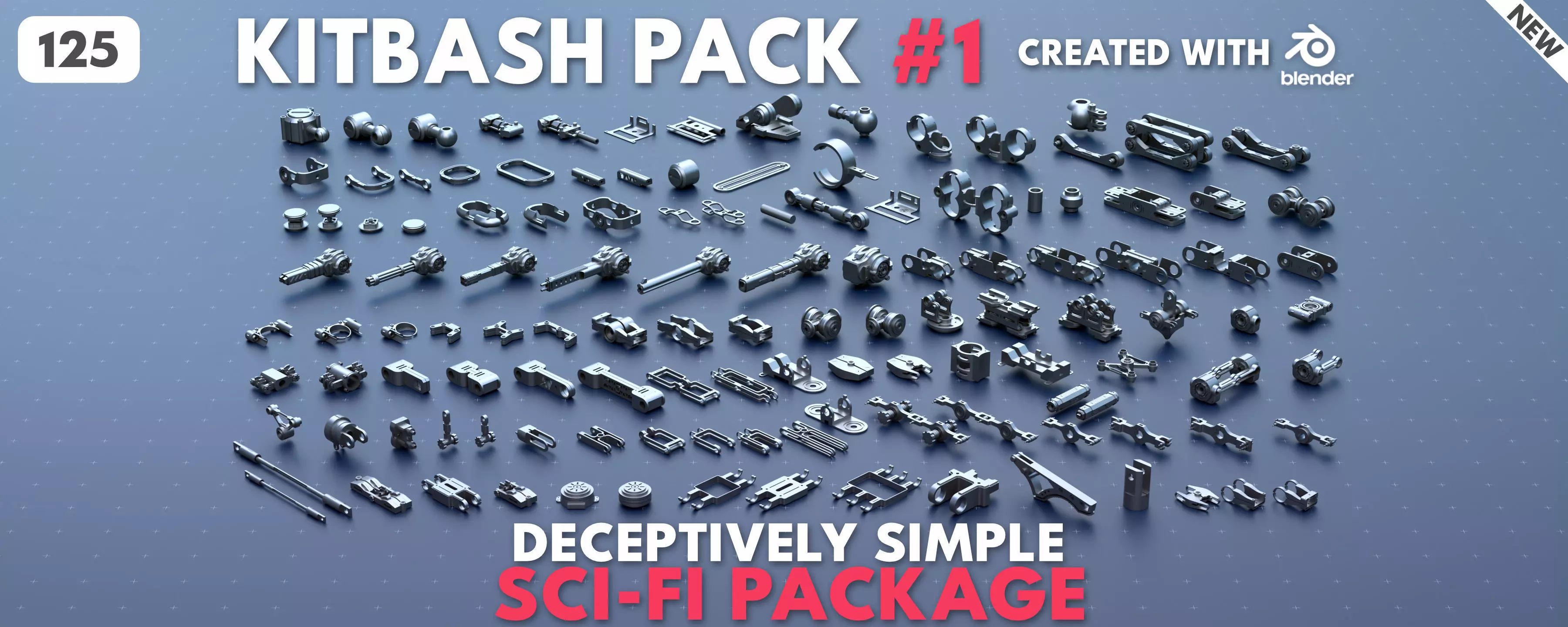Sci-Fi Greeble Kitbash Pack 125 Models 3D model_0