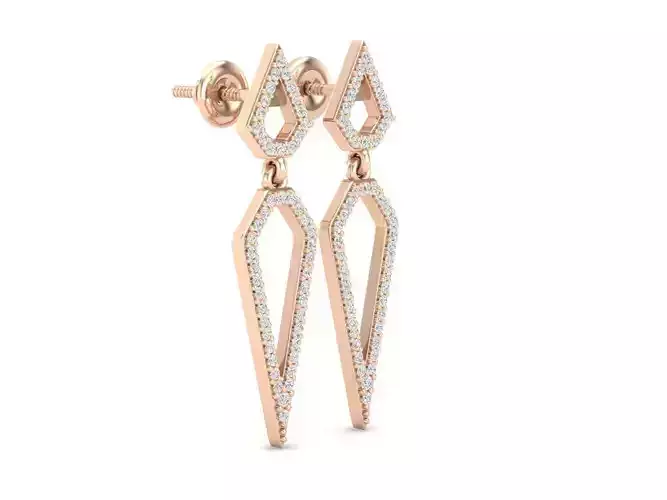AV 465 Round White Diamond Ladies Dangling Drop Earrings