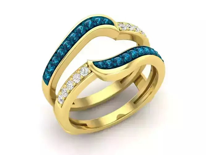 AV 468 Ladies Anniversary Wedding Band Guard Double Ring