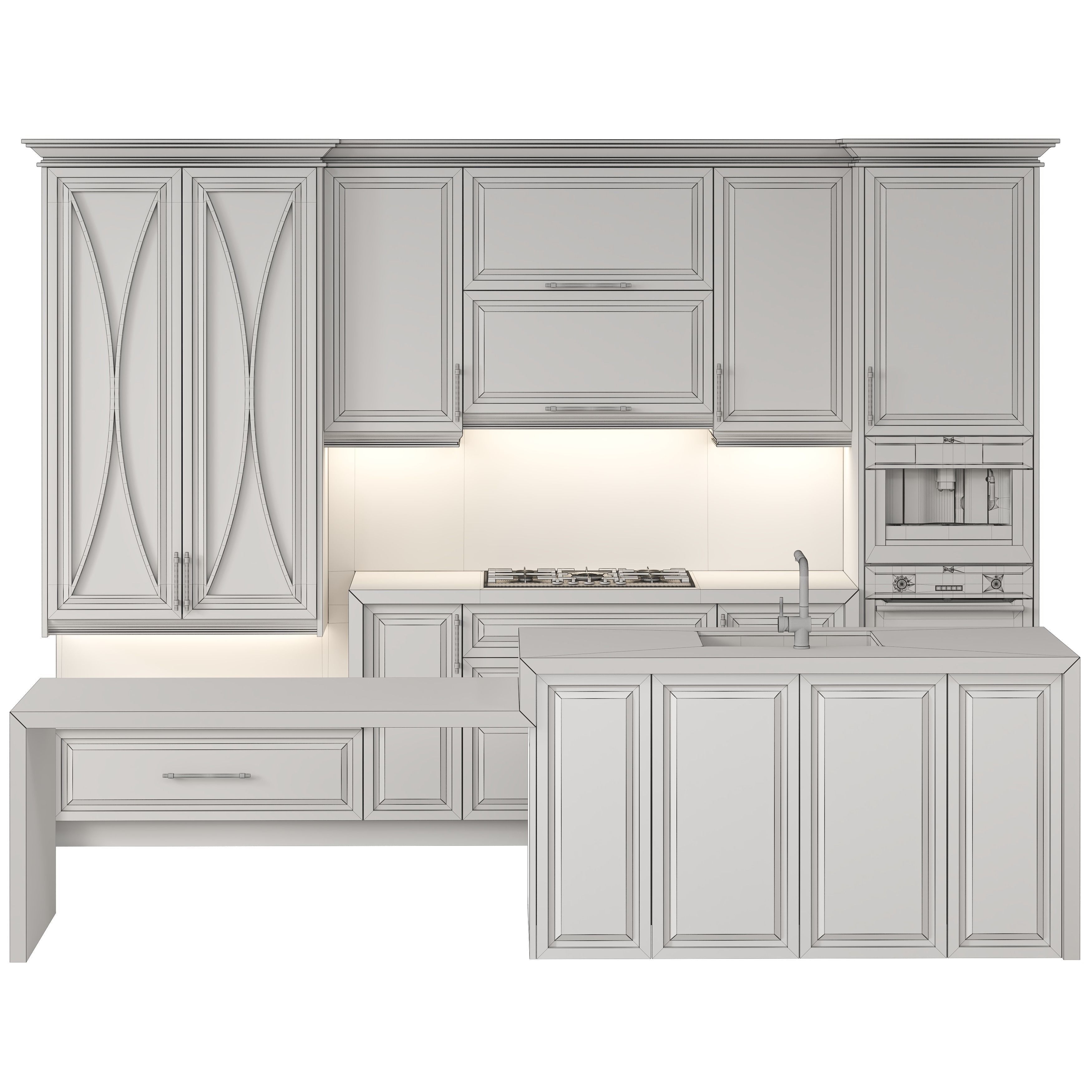 neoclassical kitchen 3D model_3