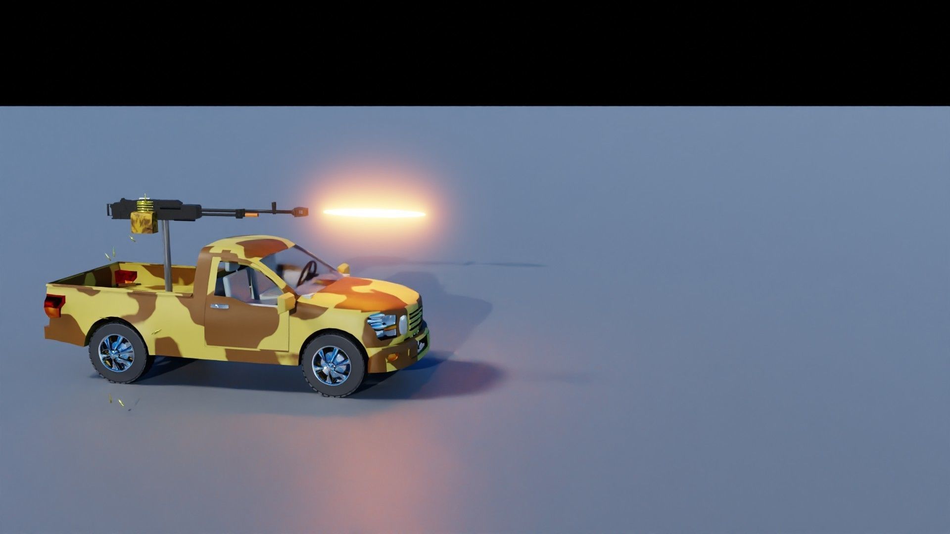 Fighting Verhicle Machine Gun Firing Low-poly 3D model_2