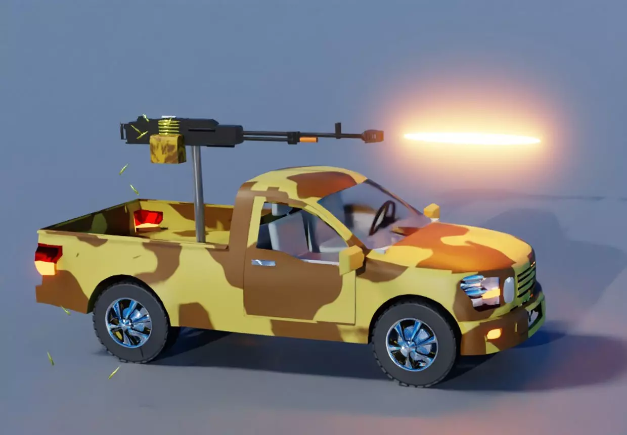 Fighting Verhicle Machine Gun Firing Low-poly 3D model_0
