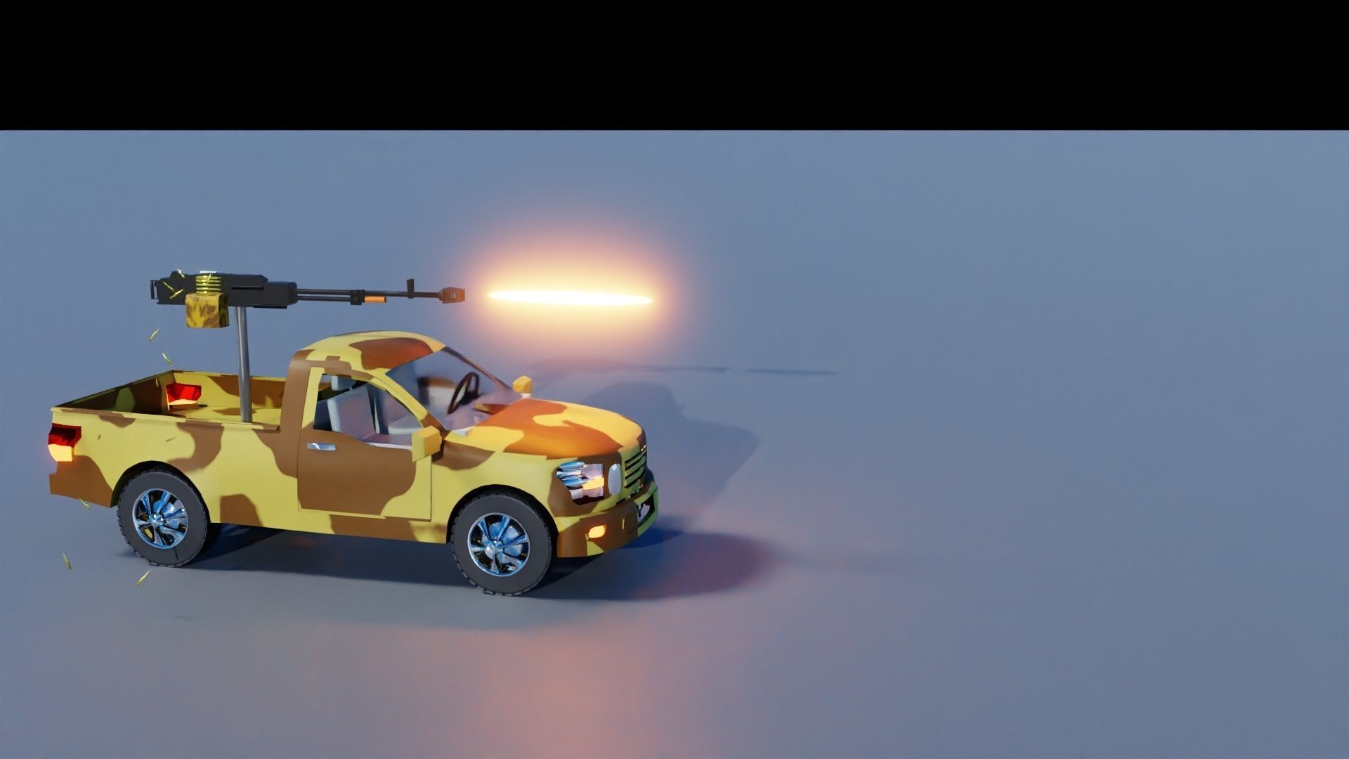 Fighting Verhicle Machine Gun Firing Low-poly 3D model_3