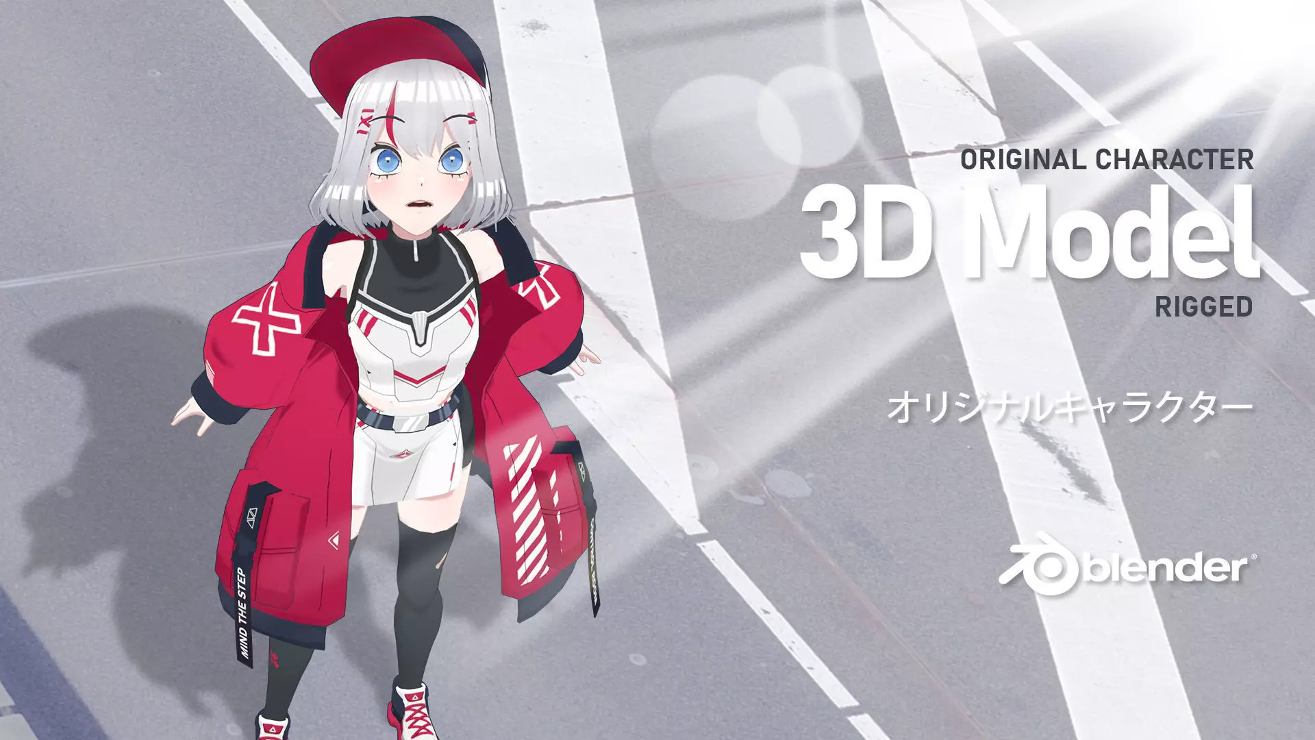 Vermell - Anime Girl Character Low-poly 3D model