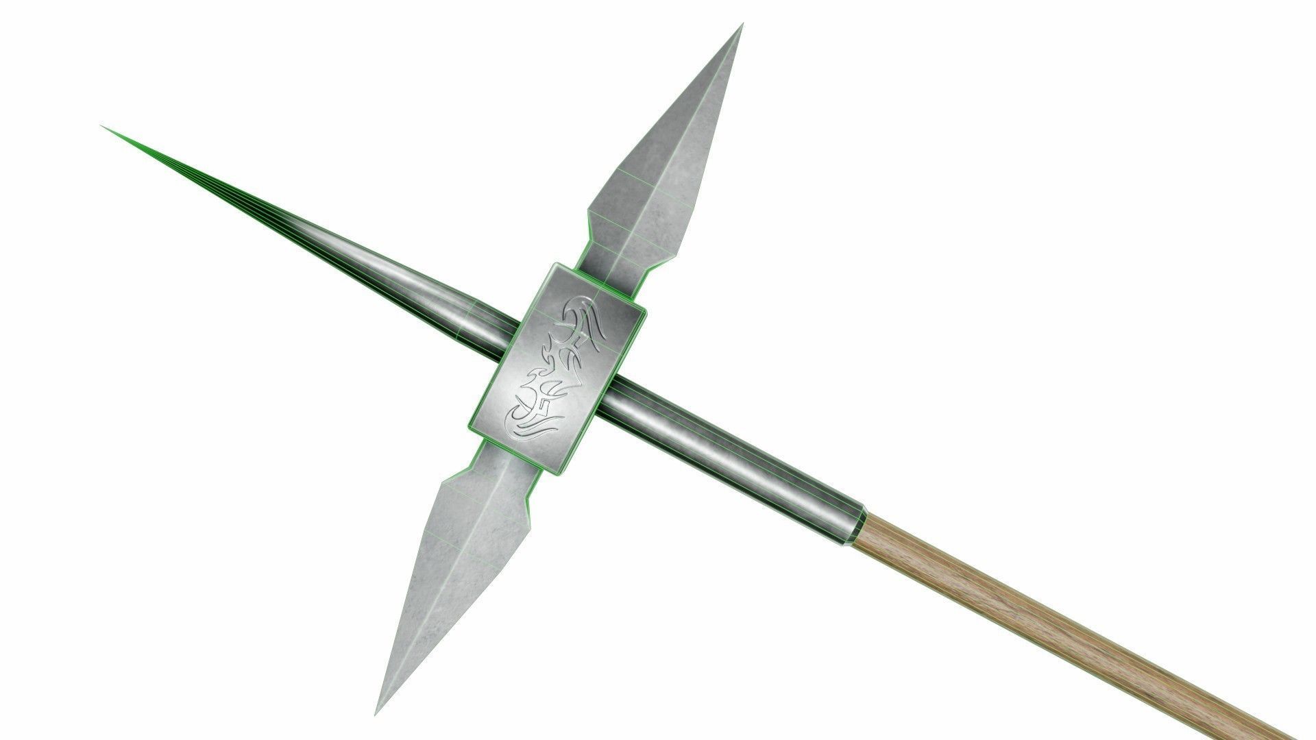 Cross tipped spear Low-poly 3D model_6