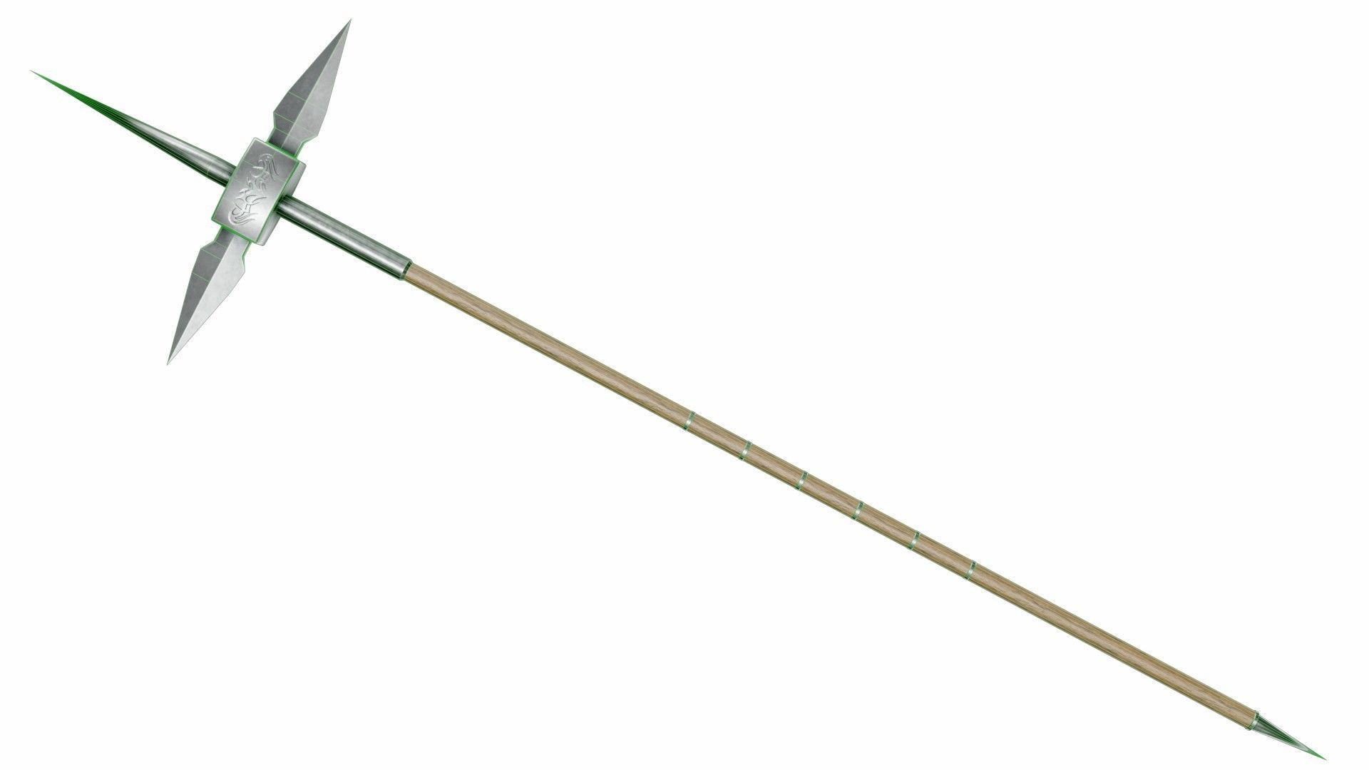 Cross tipped spear Low-poly 3D model_5